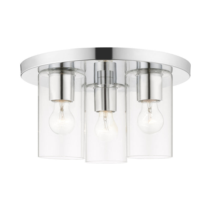 Livex Lighting 45472-05 Three Light Flush Mount, Polished Chrome