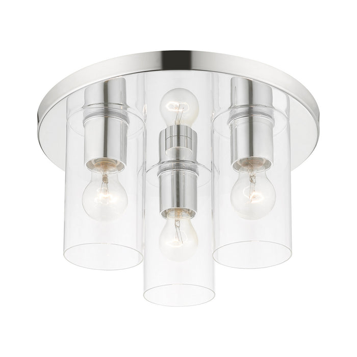 Livex Lighting 45472-05 Three Light Flush Mount, Polished Chrome
