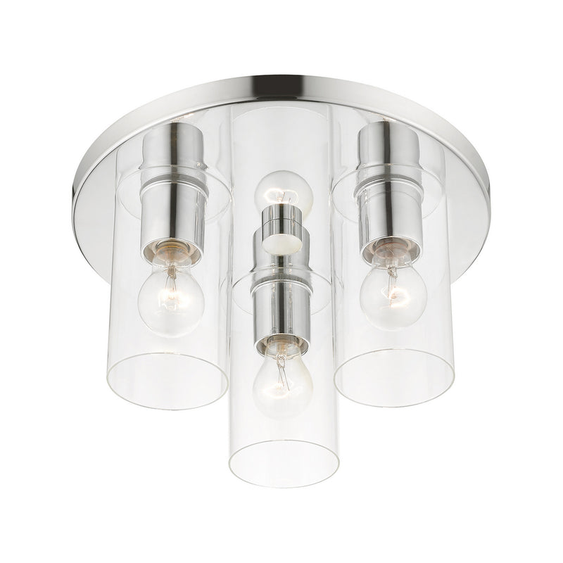 Livex Lighting 45472-05 Three Light Flush Mount, Polished Chrome