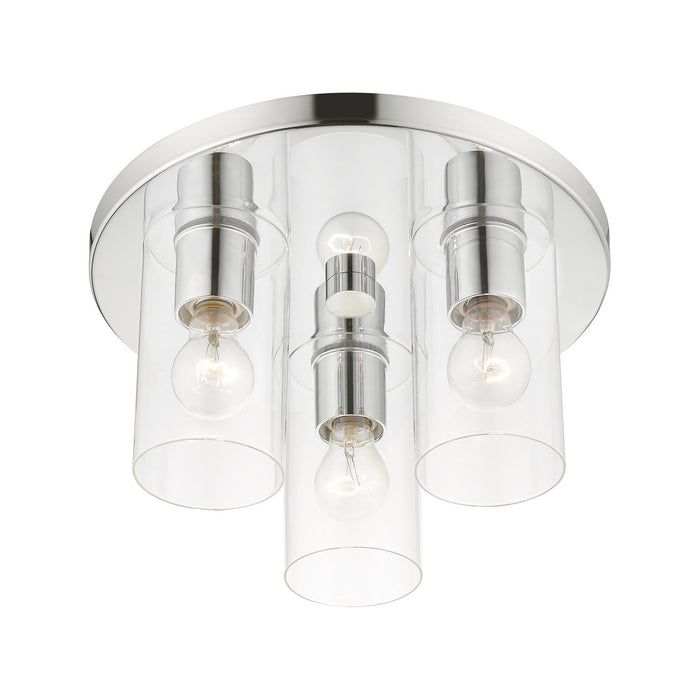 Livex Lighting 45472-05 Three Light Flush Mount, Polished Chrome