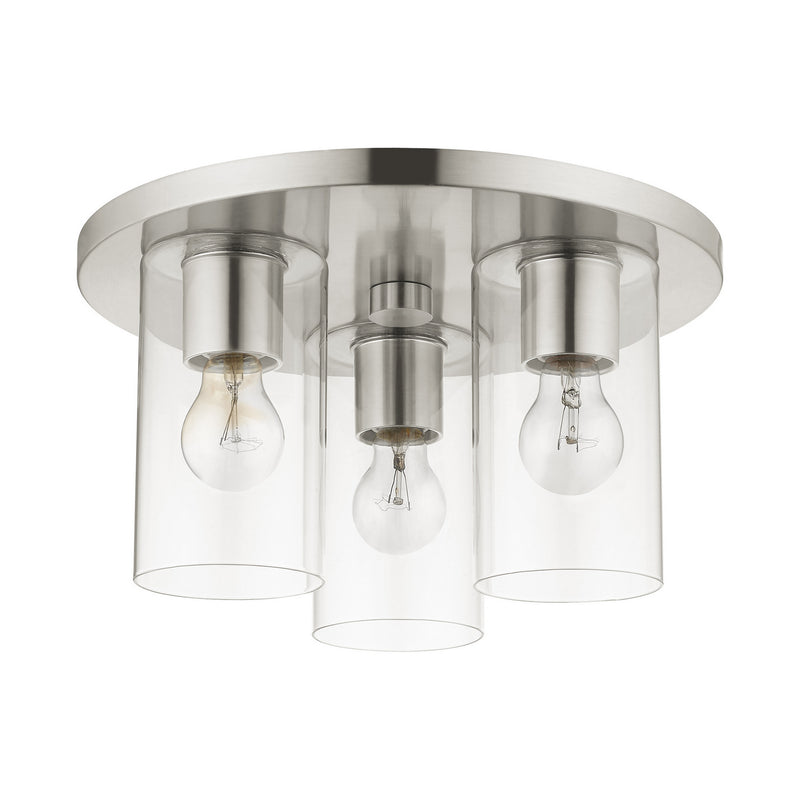 Livex Lighting 45472-91 Three Light Flush Mount, Brushed Nickel