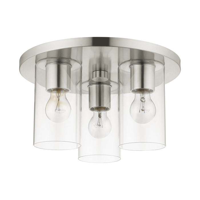 Livex Lighting 45472-91 Three Light Flush Mount, Brushed Nickel