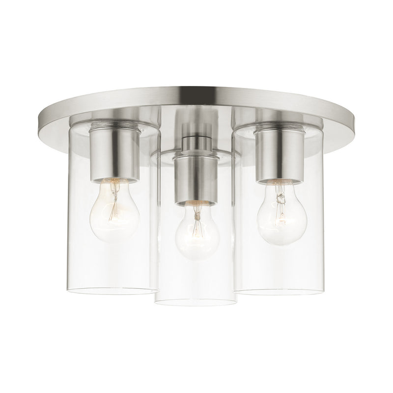 Livex Lighting 45472-91 Three Light Flush Mount, Brushed Nickel
