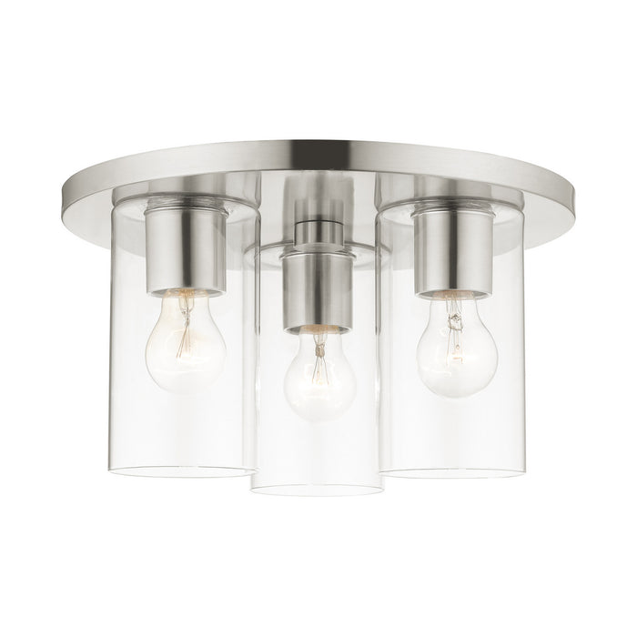 Livex Lighting 45472-91 Three Light Flush Mount, Brushed Nickel