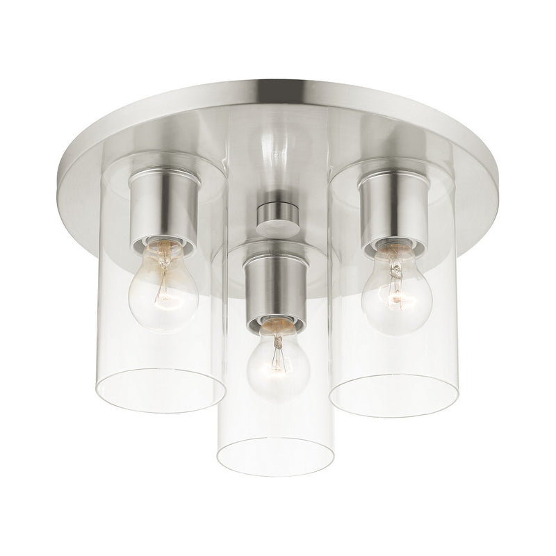 Livex Lighting 45472-91 Three Light Flush Mount, Brushed Nickel