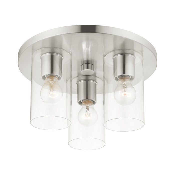 Livex Lighting 45472-91 Three Light Flush Mount, Brushed Nickel