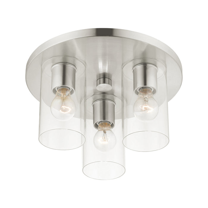 Livex Lighting 45472-91 Three Light Flush Mount, Brushed Nickel