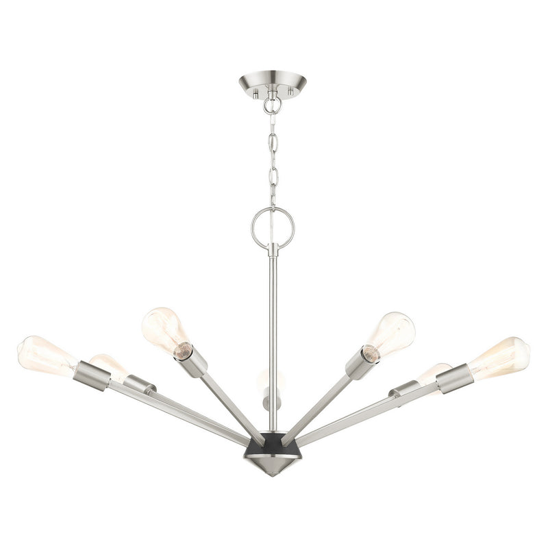 Livex Lighting 45837-91 Seven Light Chandelier, Brushed Nickel w/ Black