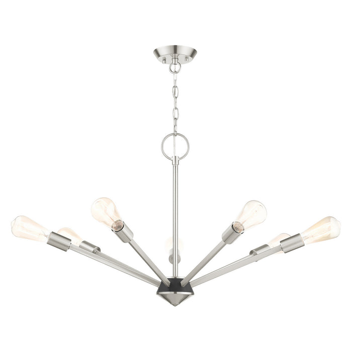 Livex Lighting 45837-91 Seven Light Chandelier, Brushed Nickel w/ Black