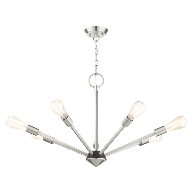 Livex Lighting 45837-91 Seven Light Chandelier, Brushed Nickel w/ Black