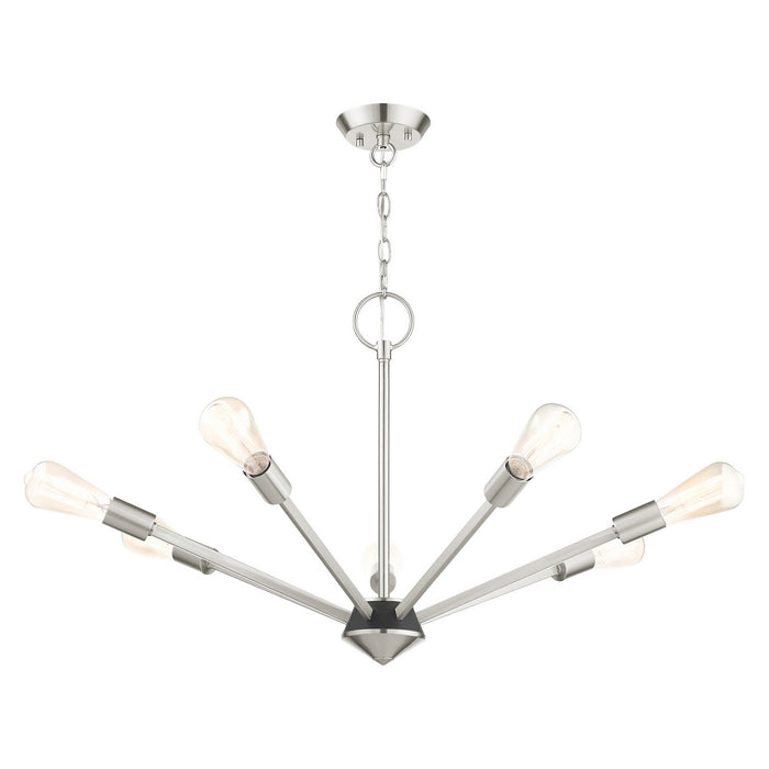 Livex Lighting 45837-91 Seven Light Chandelier, Brushed Nickel w/ Black