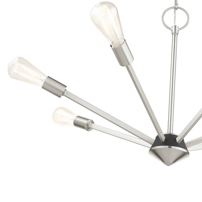 Livex Lighting 45837-91 Seven Light Chandelier, Brushed Nickel w/ Black