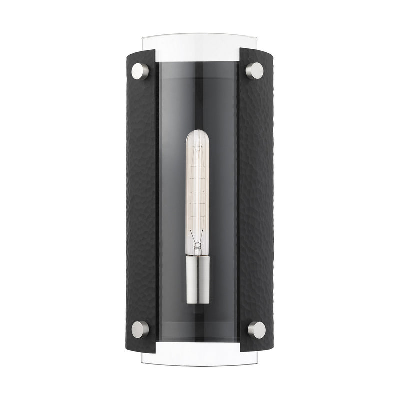 Livex Lighting 45990-04 One Light Wall Sconce, Black w/ Brushed Nickels