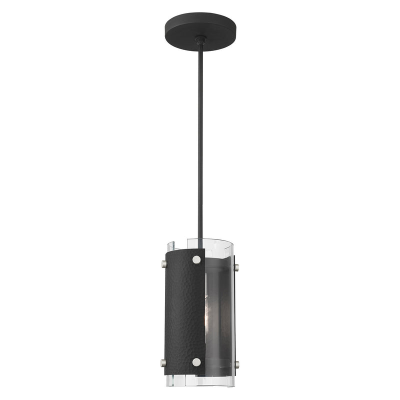Livex Lighting 45991-04 One Light Pendant, Black w/ Brushed Nickels