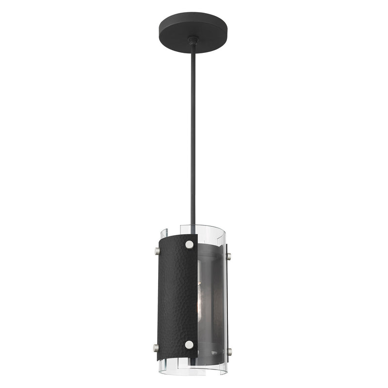 Livex Lighting 45991-04 One Light Pendant, Black w/ Brushed Nickels