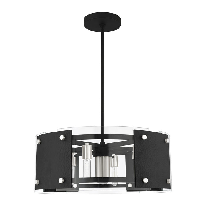 Livex Lighting 45995-04 Seven Light Chandelier, Black w/ Brushed Nickels