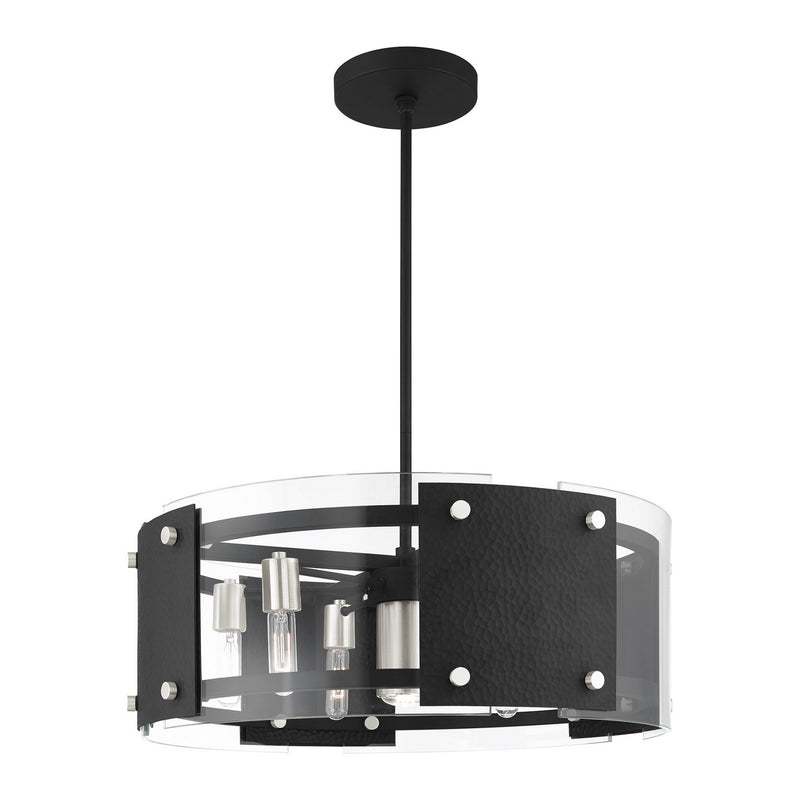 Livex Lighting 45995-04 Seven Light Chandelier, Black w/ Brushed Nickels