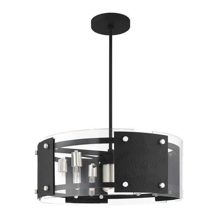 Livex Lighting 45995-04 Seven Light Chandelier, Black w/ Brushed Nickels