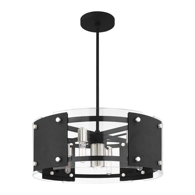 Livex Lighting 45995-04 Seven Light Chandelier, Black w/ Brushed Nickels