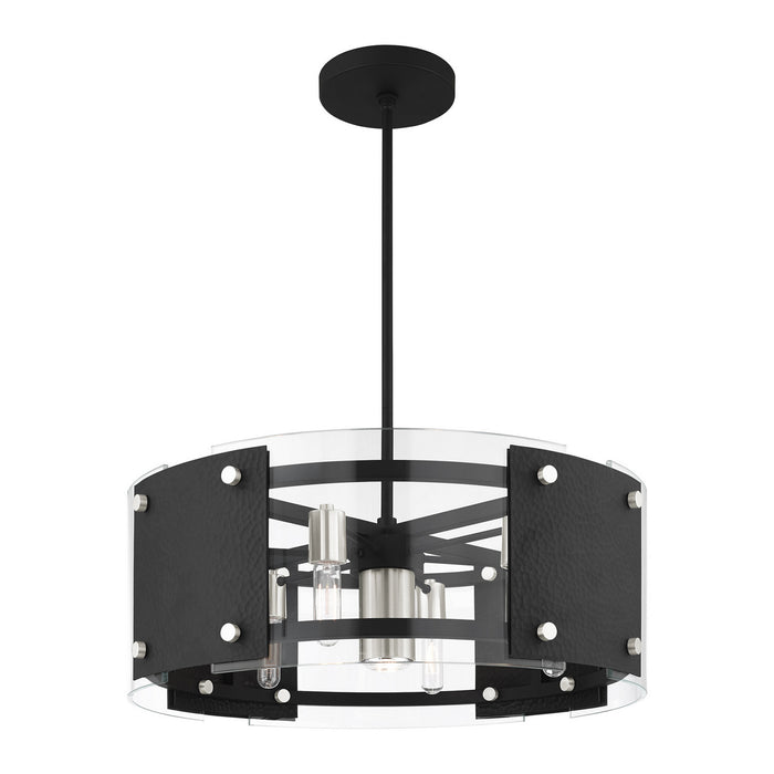 Livex Lighting 45995-04 Seven Light Chandelier, Black w/ Brushed Nickels
