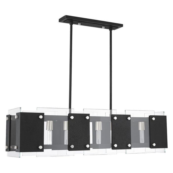 Livex Lighting 45997-04 Eight Light Linear Chandelier, Black w/ Brushed Nickels
