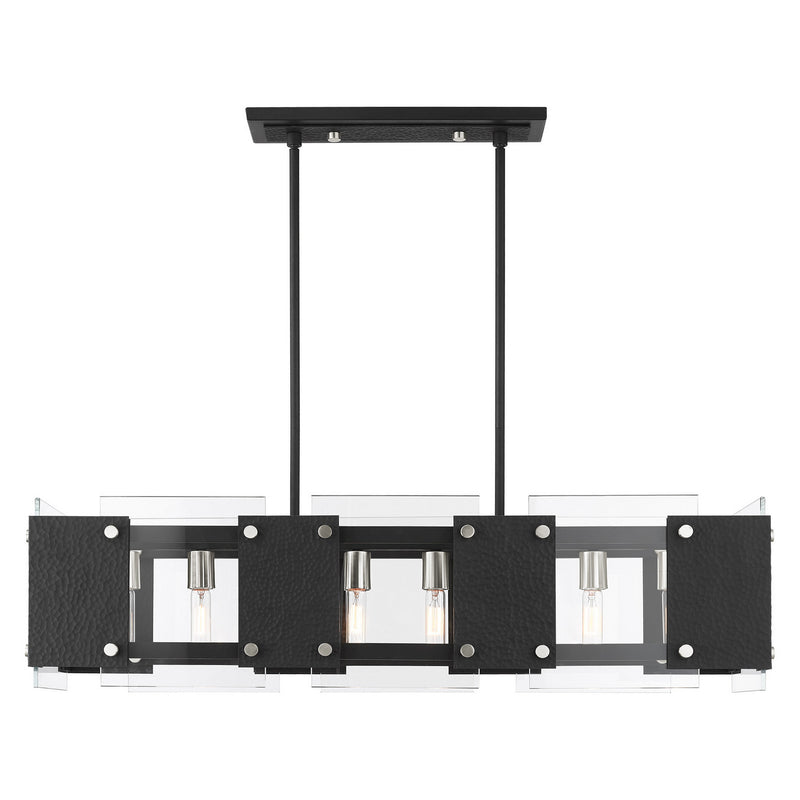 Livex Lighting 45997-04 Eight Light Linear Chandelier, Black w/ Brushed Nickels