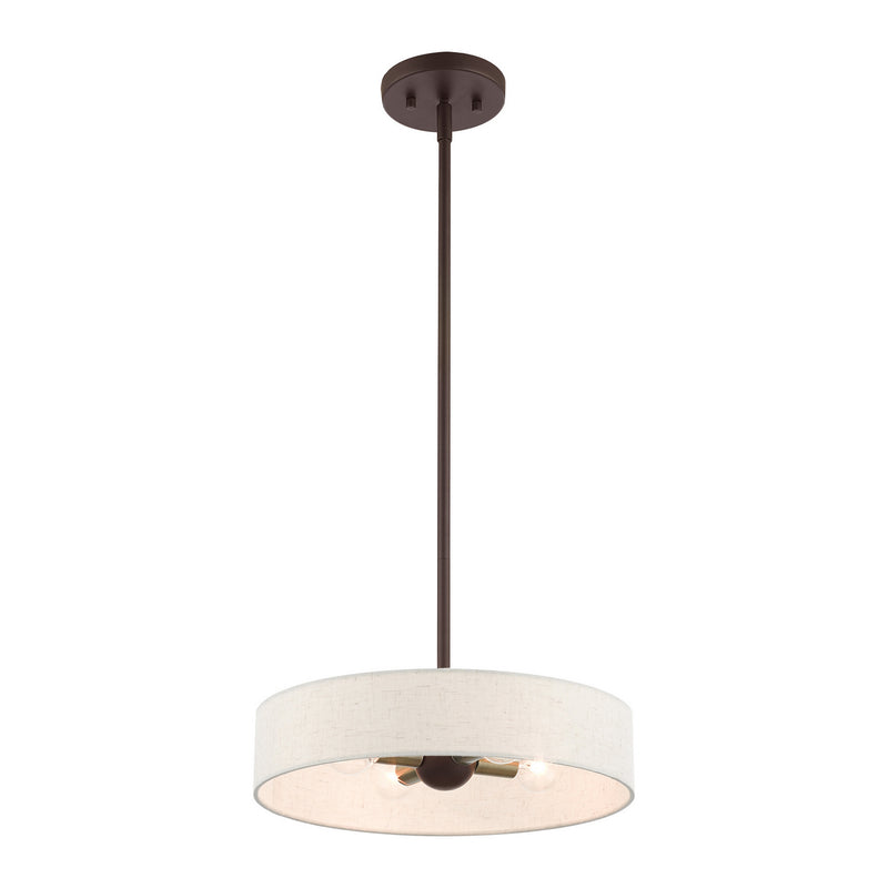 Livex Lighting 46033-07 Four Light Pendant, Bronze w/ Antique Brasss