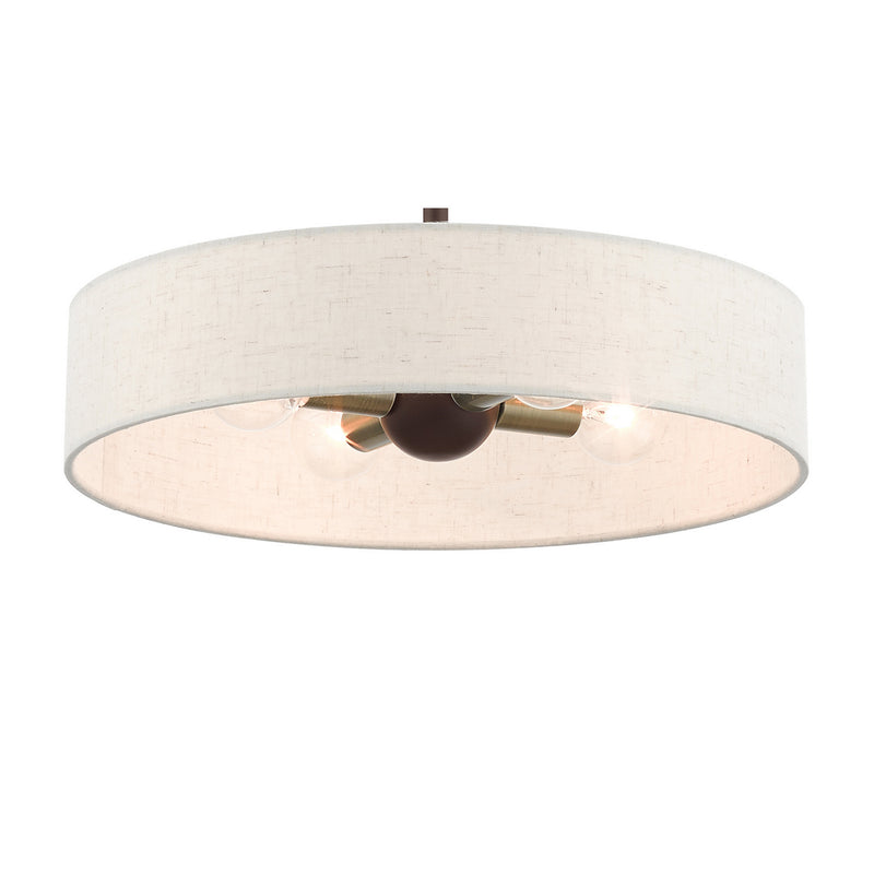 Livex Lighting 46033-07 Four Light Pendant, Bronze w/ Antique Brasss