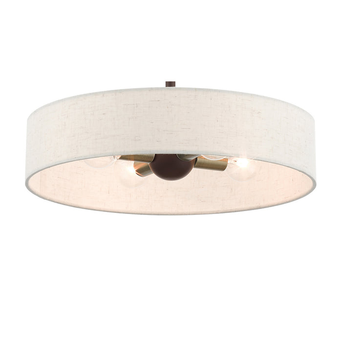 Livex Lighting 46033-07 Four Light Pendant, Bronze w/ Antique Brasss