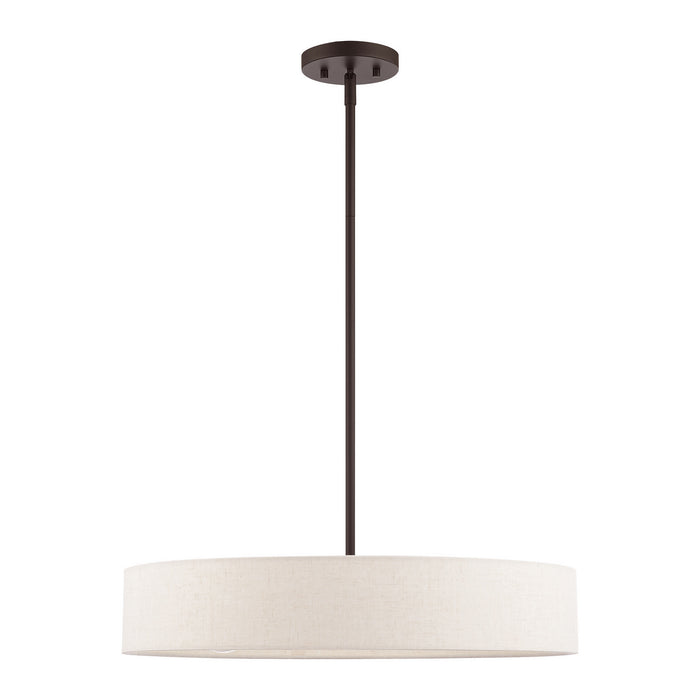 Livex Lighting 46034-07 Four Light Pendant, Bronze w/ Antique Brasss