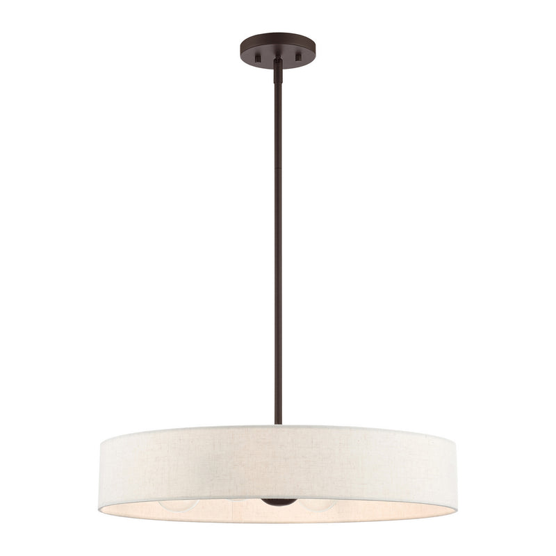 Livex Lighting 46034-07 Four Light Pendant, Bronze w/ Antique Brasss