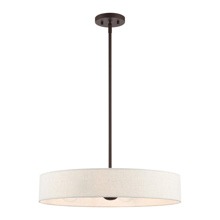Livex Lighting 46034-07 Four Light Pendant, Bronze w/ Antique Brasss