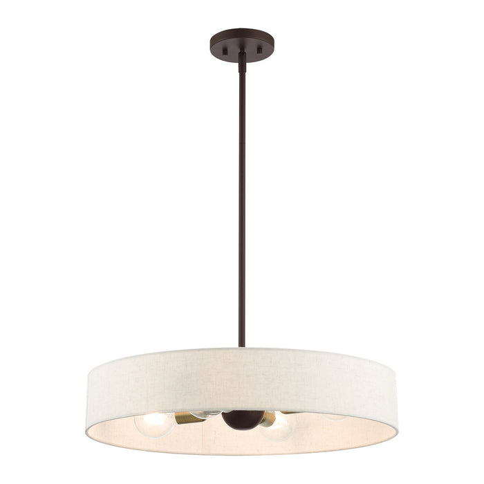 Livex Lighting 46034-07 Four Light Pendant, Bronze w/ Antique Brasss