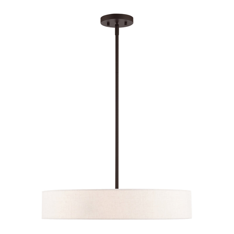 Livex Lighting 46034-07 Four Light Pendant, Bronze w/ Antique Brasss