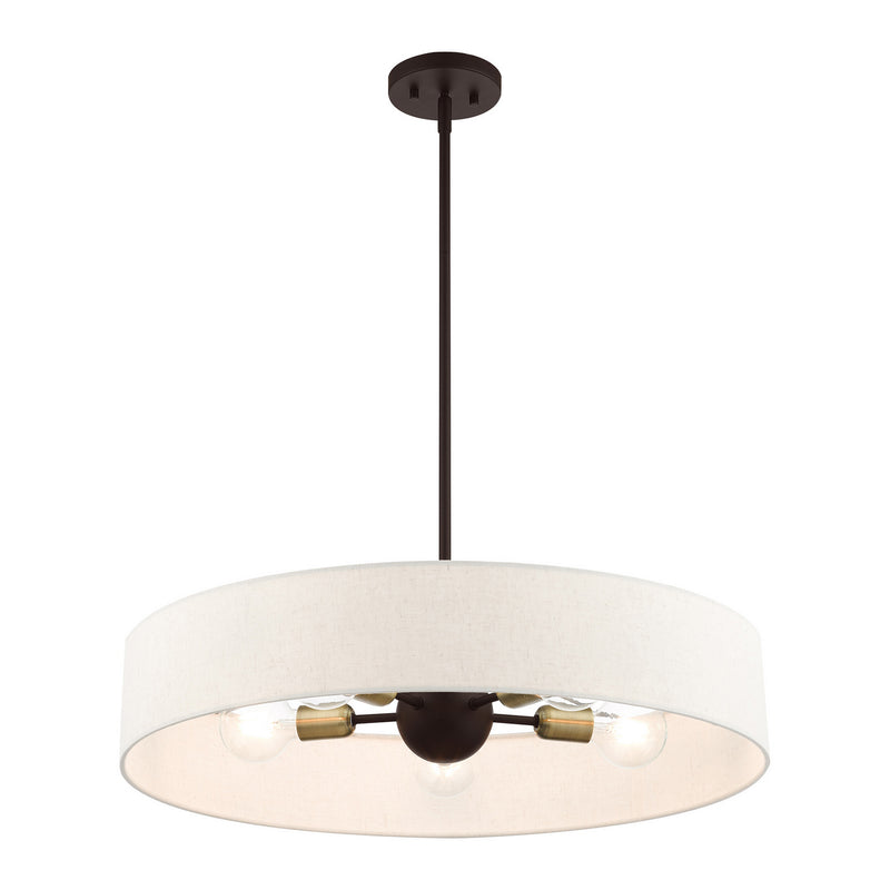 Livex Lighting 46035-07 Five Light Pendant, Bronze w/ Antique Brasss