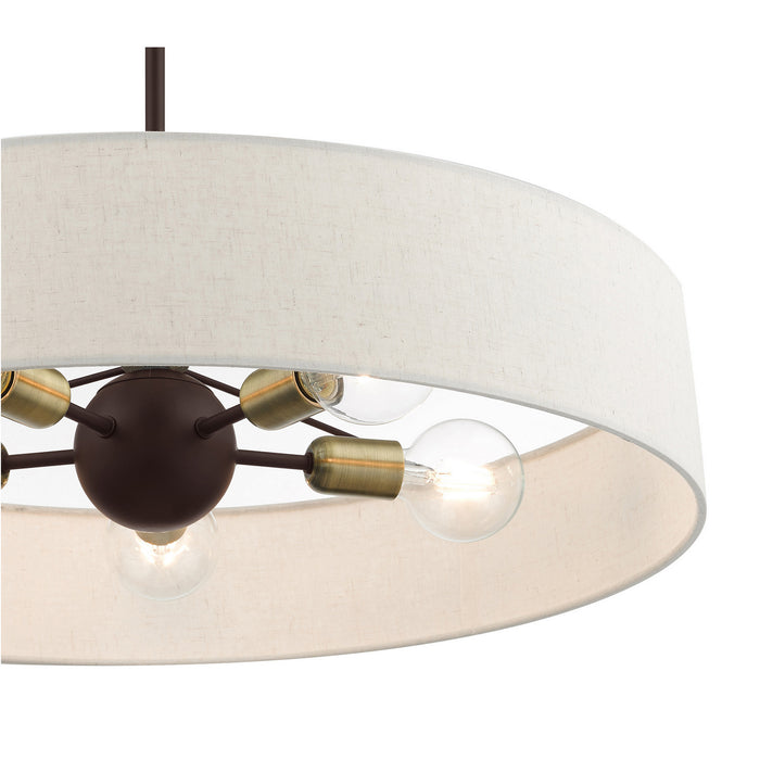 Livex Lighting 46035-07 Five Light Pendant, Bronze w/ Antique Brasss