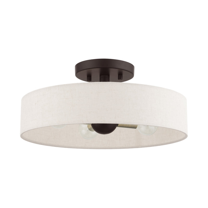 Livex Lighting 46037-07 Four Light Semi Flush Mount, Bronze w/ Antique Brasss