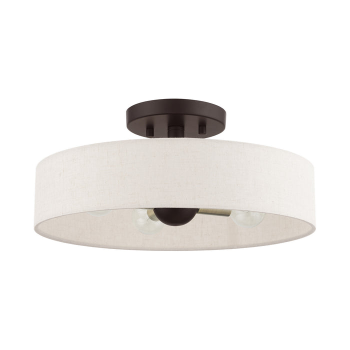 Livex Lighting 46037-07 Four Light Semi Flush Mount, Bronze w/ Antique Brasss