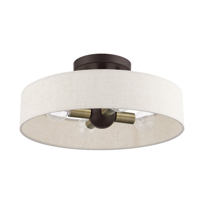 Livex Lighting 46037-07 Four Light Semi Flush Mount, Bronze w/ Antique Brasss
