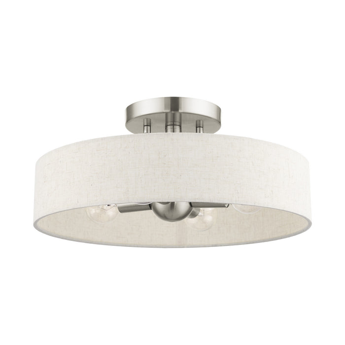 Livex Lighting 46037-91 Four Light Semi Flush Mount, Brushed Nickel