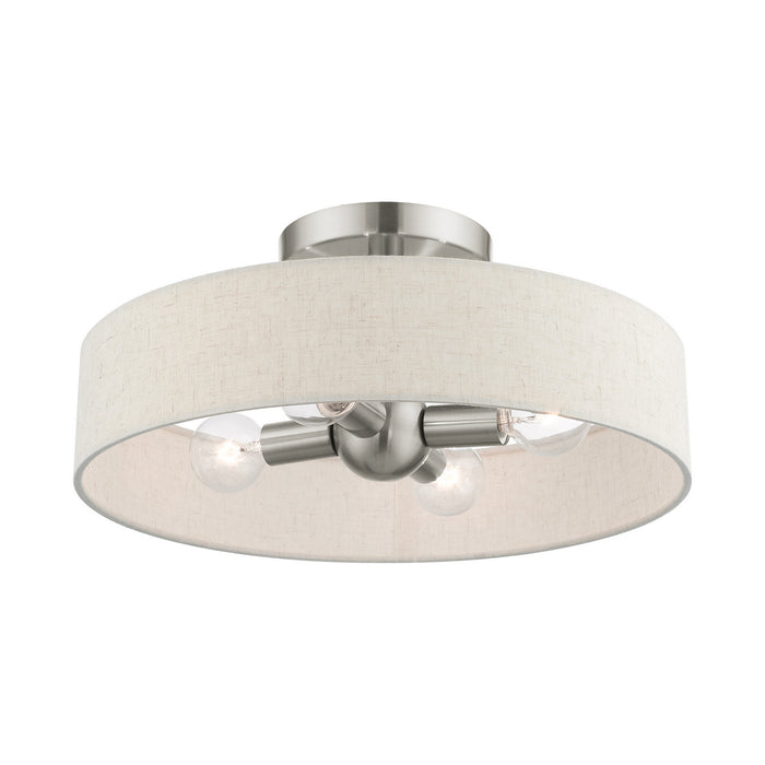 Livex Lighting 46037-91 Four Light Semi Flush Mount, Brushed Nickel