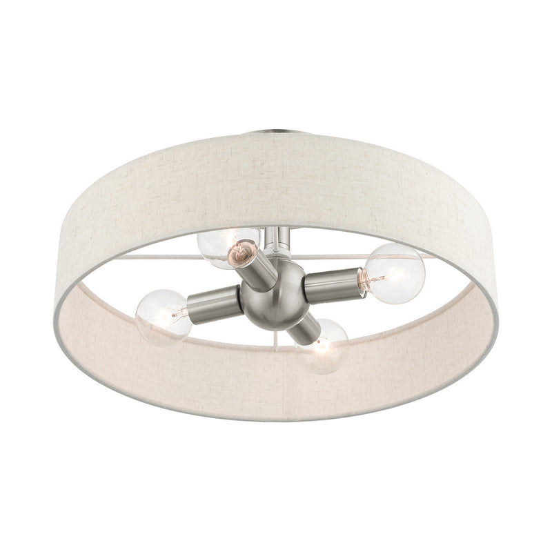 Livex Lighting 46037-91 Four Light Semi Flush Mount, Brushed Nickel