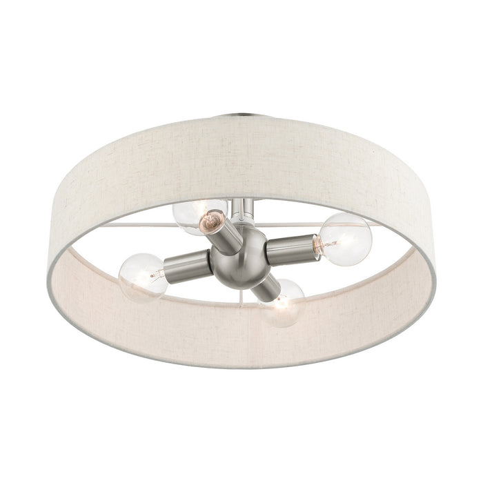 Livex Lighting 46037-91 Four Light Semi Flush Mount, Brushed Nickel
