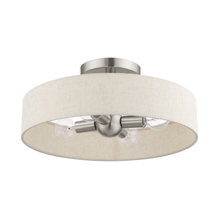 Livex Lighting 46037-91 Four Light Semi Flush Mount, Brushed Nickel