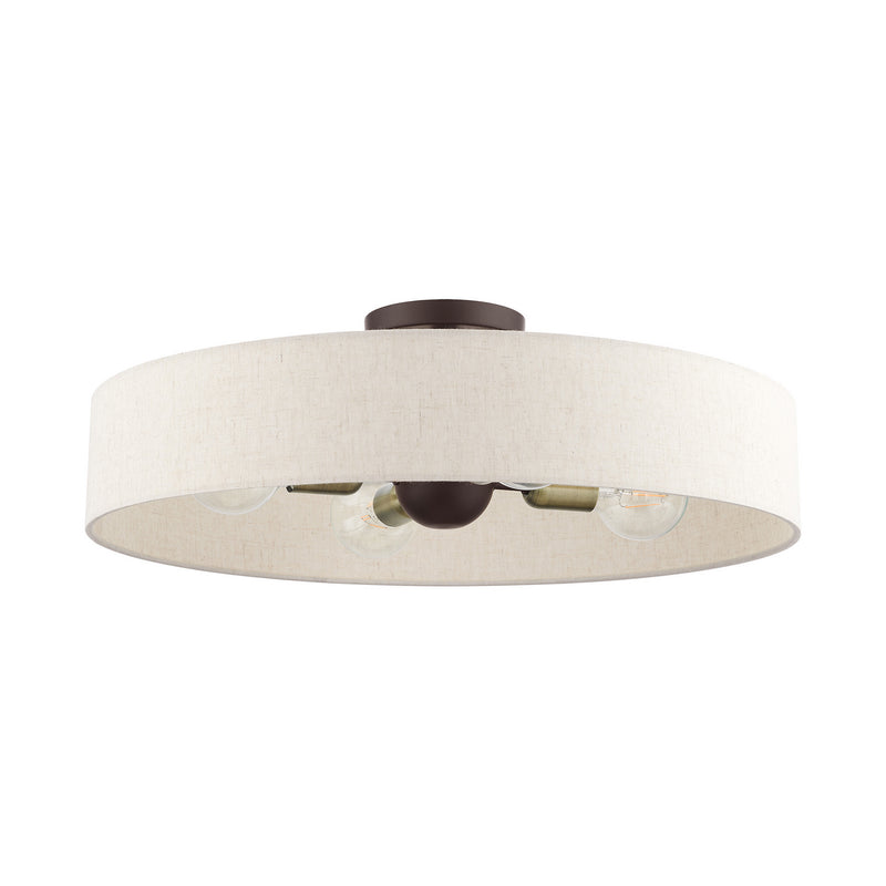 Livex Lighting 46038-07 Four Light Semi Flush Mount, Bronze w/ Antique Brasss