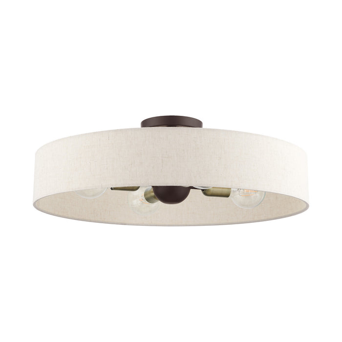 Livex Lighting 46038-07 Four Light Semi Flush Mount, Bronze w/ Antique Brasss
