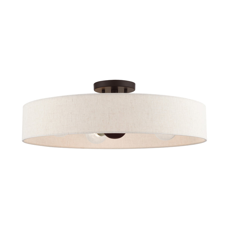 Livex Lighting 46038-07 Four Light Semi Flush Mount, Bronze w/ Antique Brasss