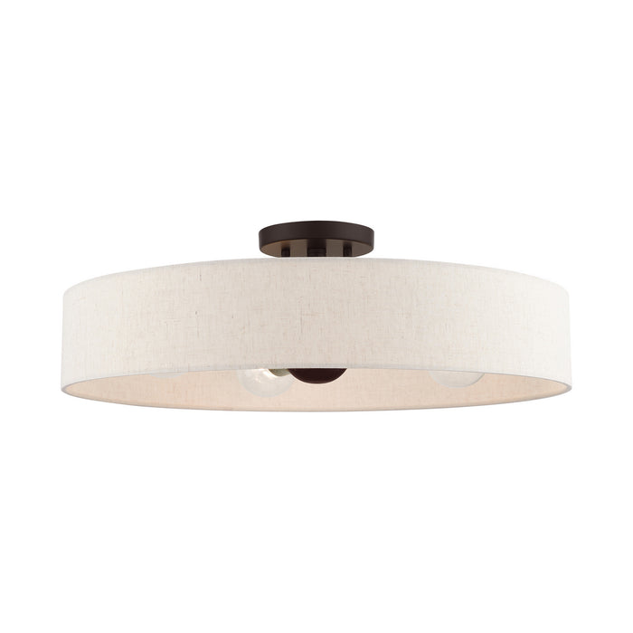 Livex Lighting 46038-07 Four Light Semi Flush Mount, Bronze w/ Antique Brasss