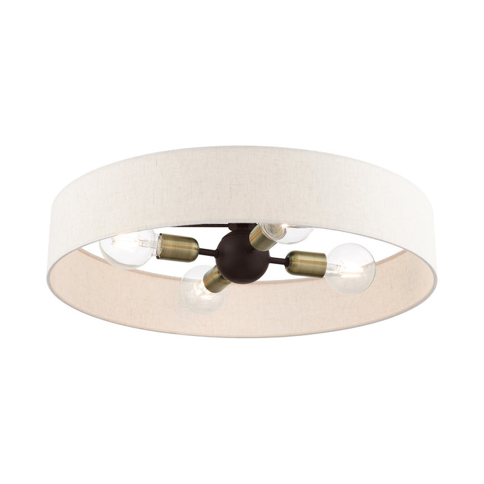 Livex Lighting 46038-07 Four Light Semi Flush Mount, Bronze w/ Antique Brasss