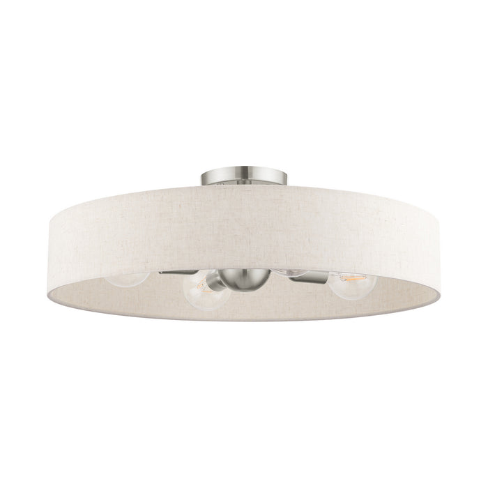 Livex Lighting 46038-91 Four Light Semi Flush Mount, Brushed Nickel